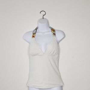 Coco Rave Embroidered Strap Tankini Bikini Top Size Medium D Cup